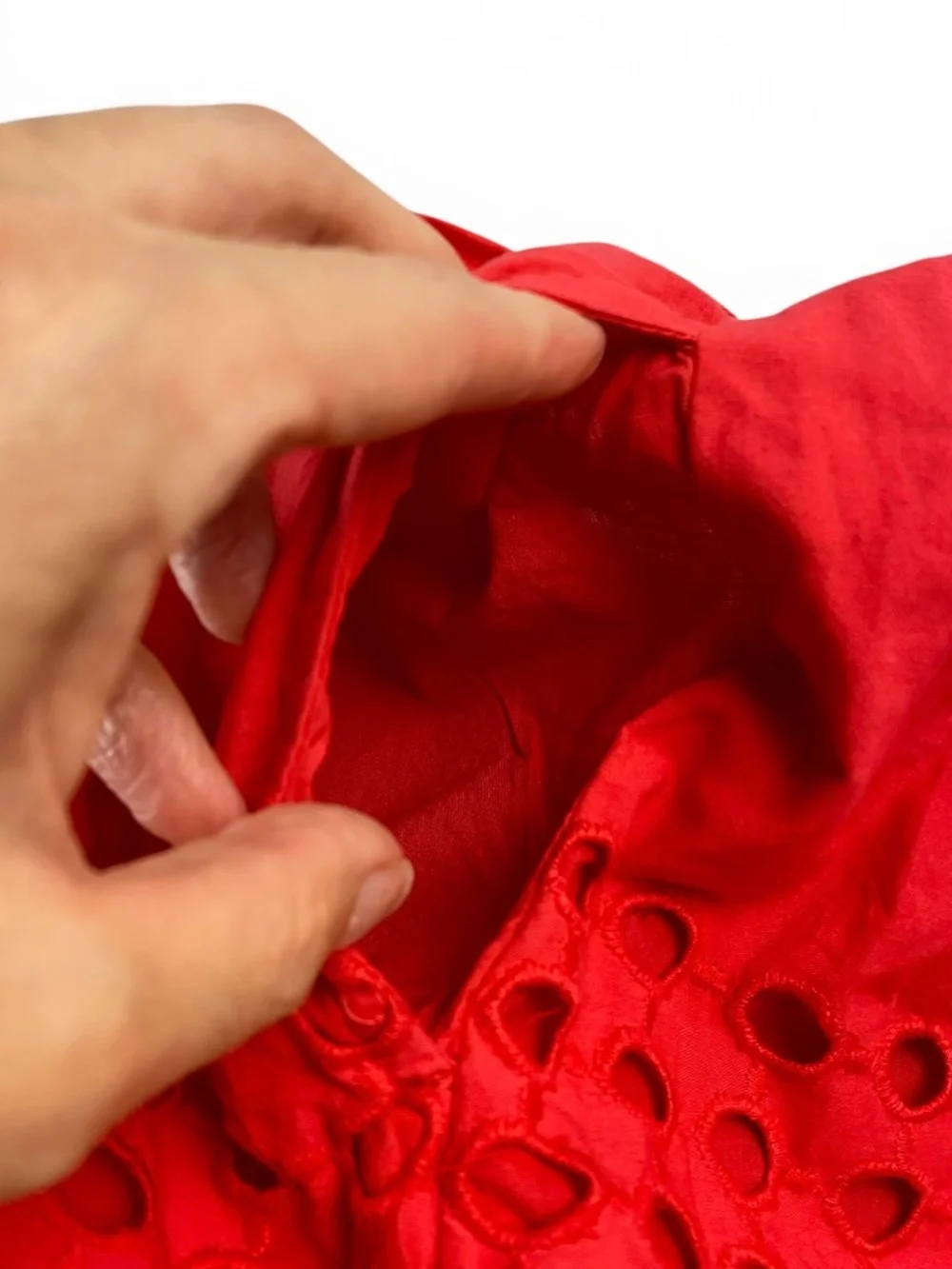 Jennifer & Grace Maxi Eyelet Cotton Skirt in Coral Red Size S